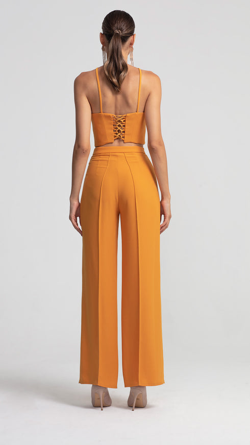 Cross Strap Marigold Crop Top